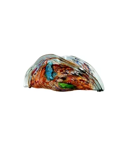Viz Glass Autumn's Whisper - Handblown Art Glass Color Mosaic Folded Vase (Item #6652)