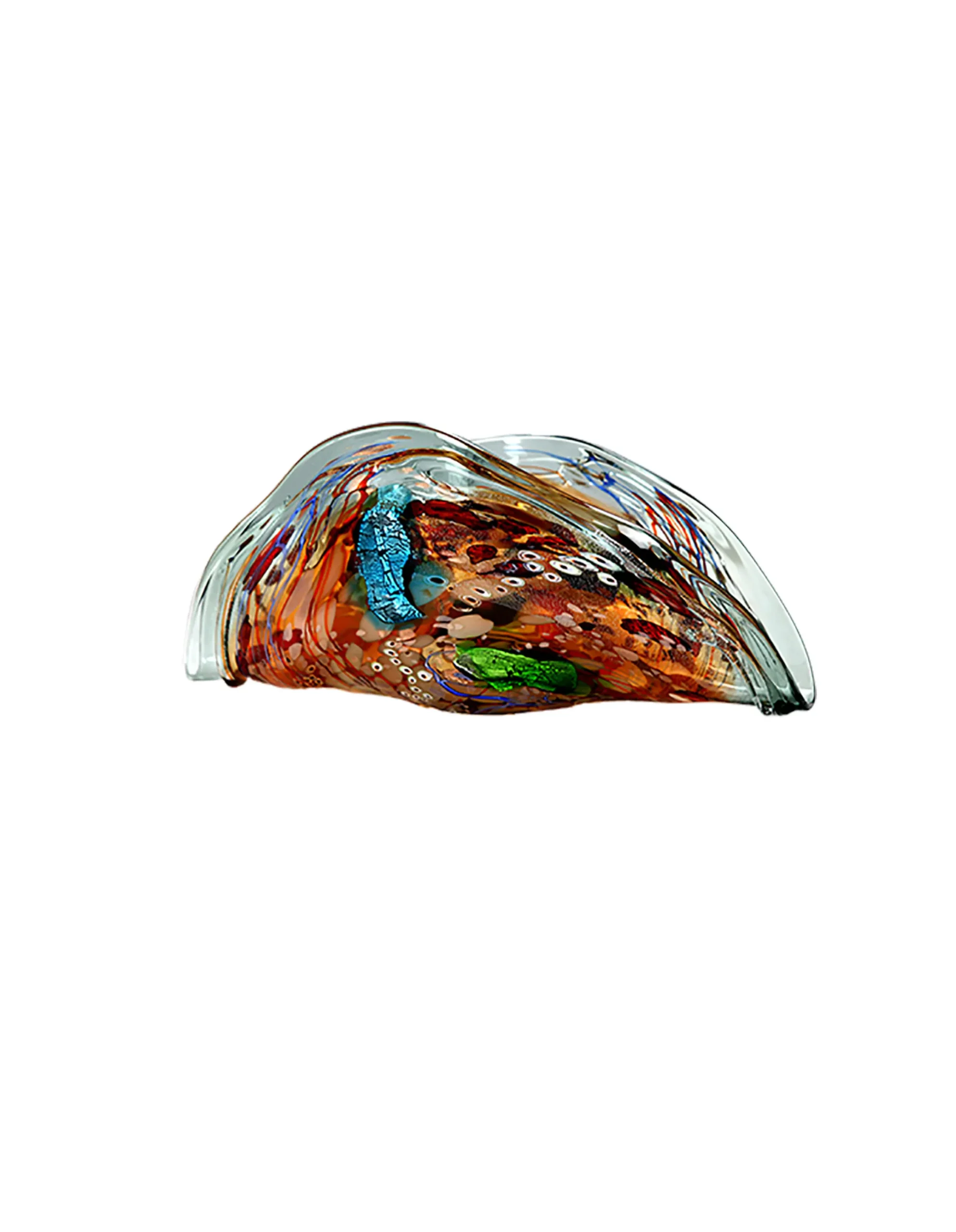Viz Glass Autumn's Whisper - Handblown Art Glass Color Mosaic Folded Vase (Item #6652)