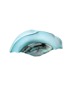 Viz Glass Azure Crest - Handblown Art Glass Nebula Folded Vase (Item #7222)