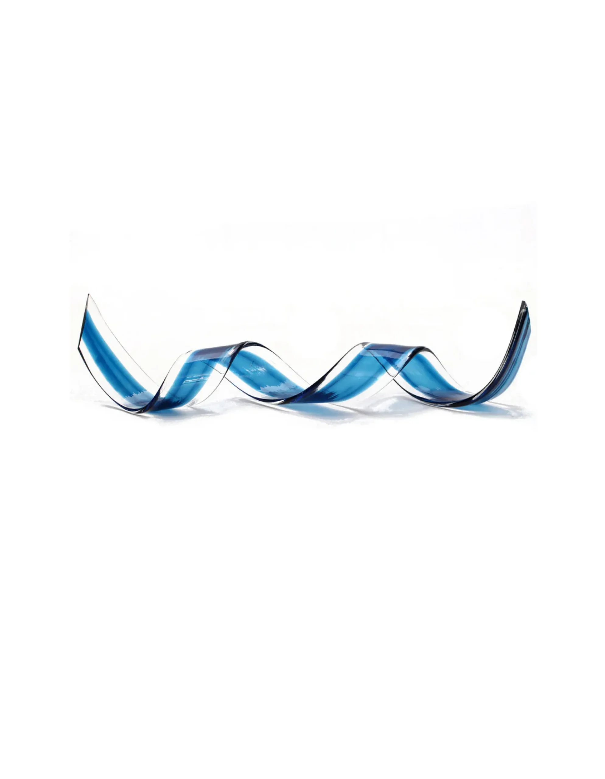 Viz Glass Azure Curl - Handblown Art Glass Ribbon Sculpture (Item #7567)