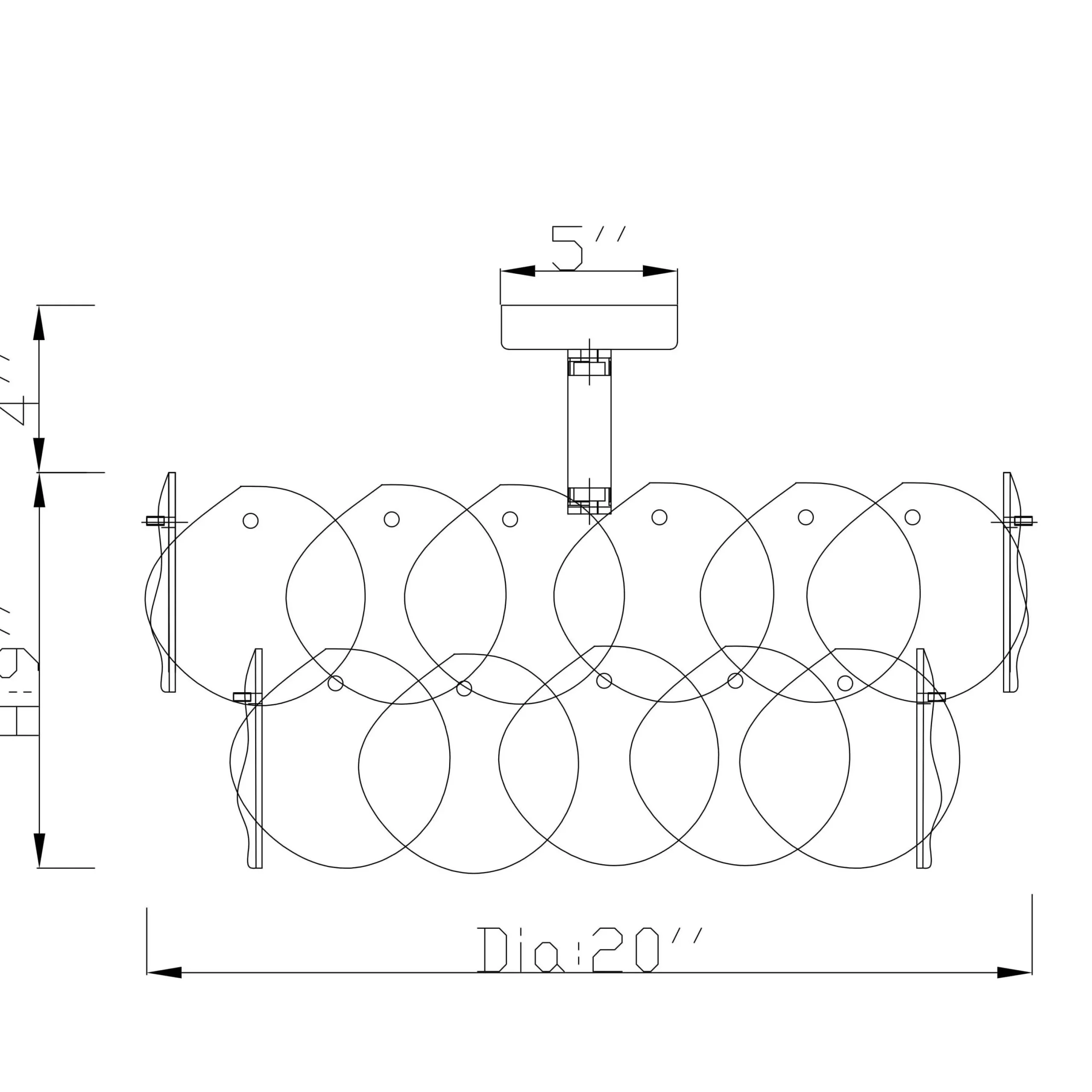 Viz Glass CH-B10-5PN-DK Prelude Semi-Flush Sconce
