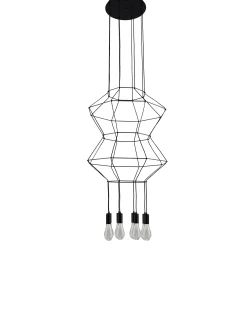 Viz Glass CH-C4L4-8B Cosmopolitan Black Chandelier Clear Raindrop