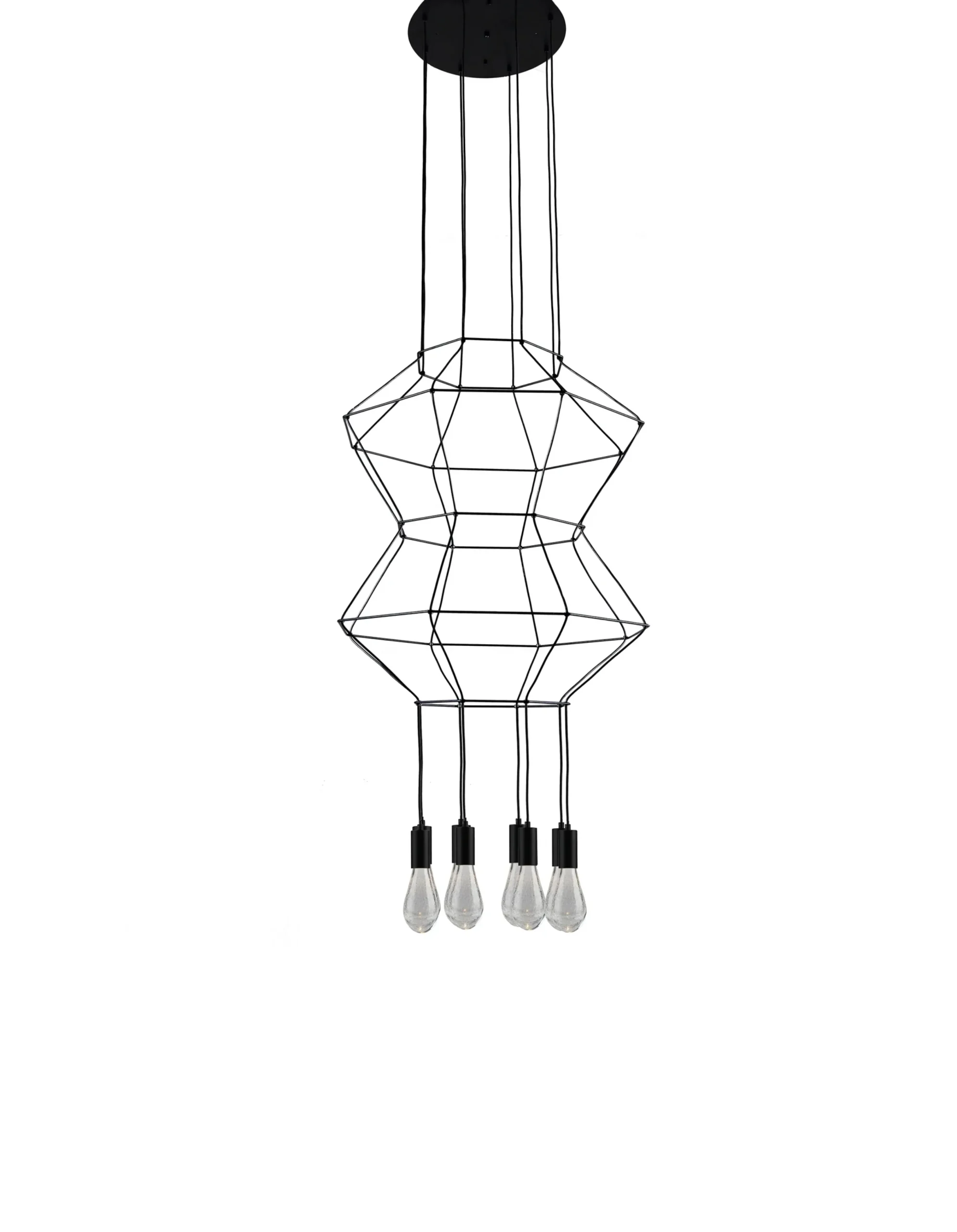 Viz Glass CH-C4L4-8B Cosmopolitan Black Chandelier Clear Raindrop