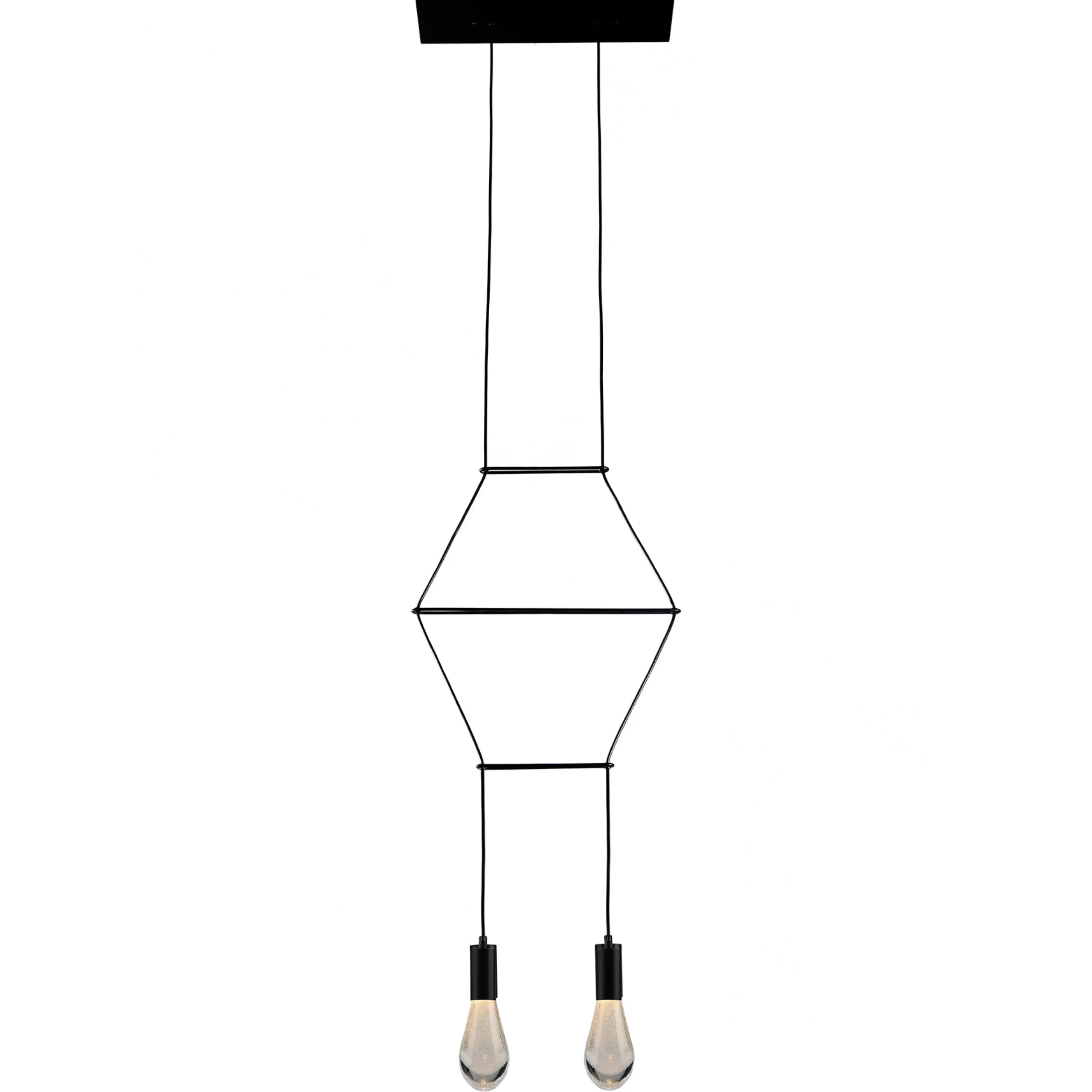 Viz Glass CH-C4L2-2B Cosmopolitan Black Chandelier Clear Raindrop