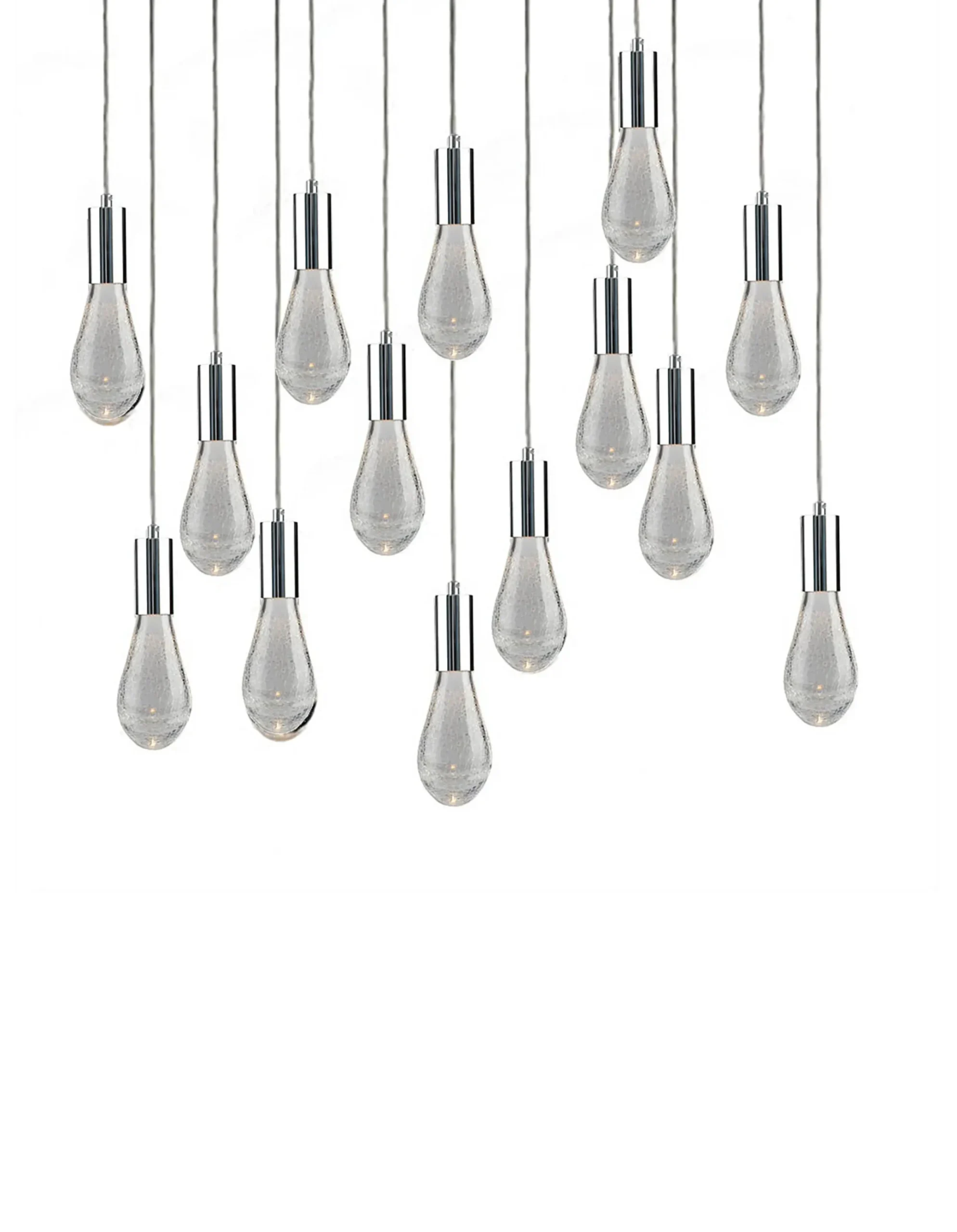 Viz Glass CH-C2L4-14L Cosmopolitan Chandelier Clear Crackled Raindrop