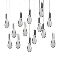 Viz Glass CH-C2L3-14L Cosmopolitan Chandelier Clear Raindrop