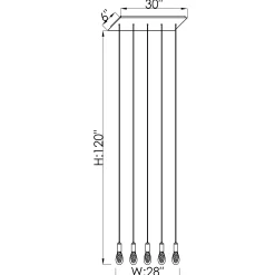 Viz Glass CH-C2L4-5L Cosmopolitan Chandelier Clear Crackled Raindrop
