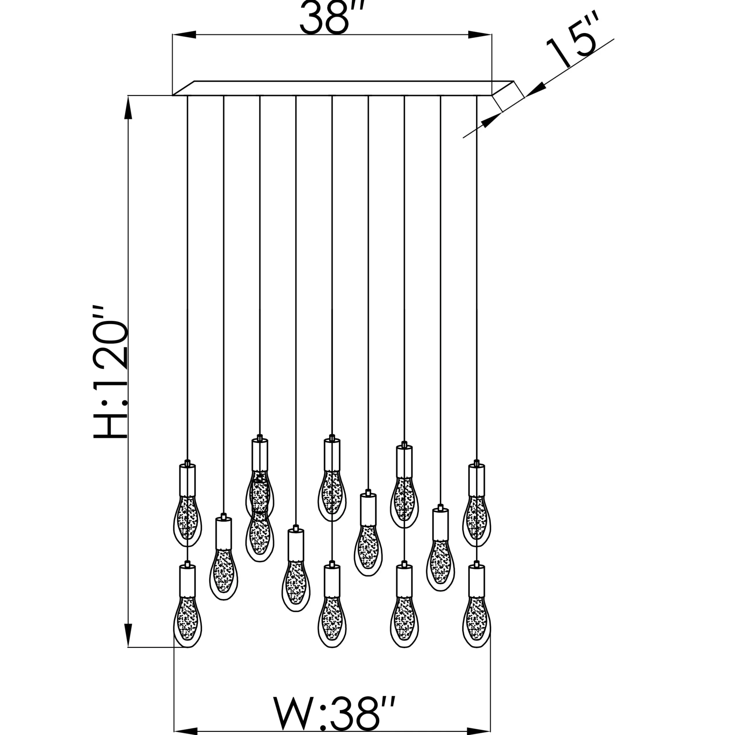 Viz Glass CH-C2L2-5L Cosmopolitan Chandelier Clear Bubble Raindrop