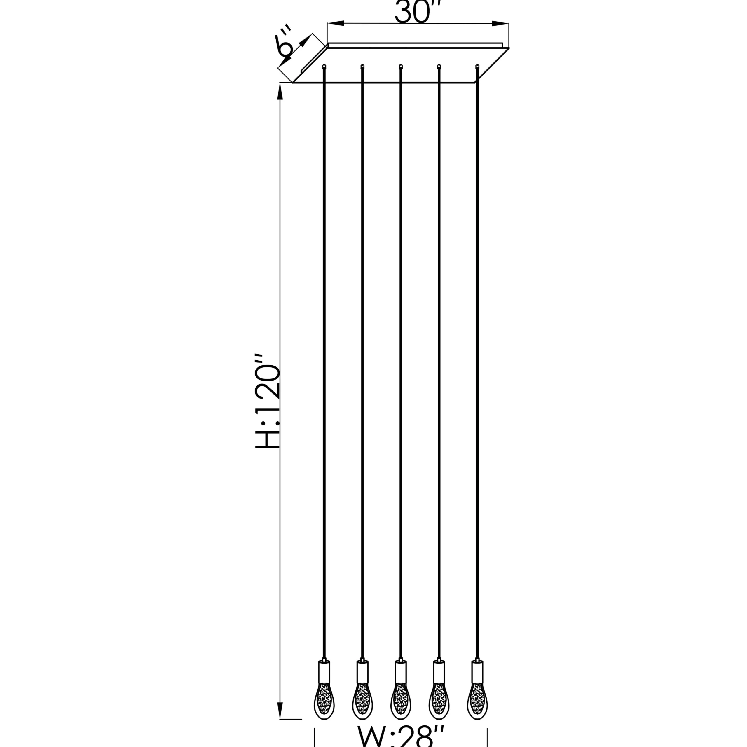 Viz Glass CH-C2L4-5L Cosmopolitan Chandelier Clear Crackled Raindrop