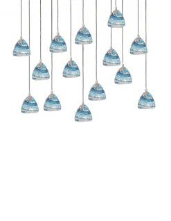 Viz Glass CH-C3T4-14L Cosmopolitan Chandelier Ocean Swirl Triangle
