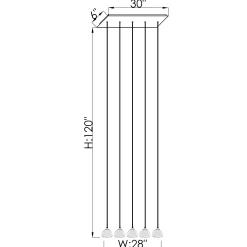Viz Glass CH-C3T2-5L Cosmopolitan Chandelier Clear Bubble Triangle