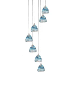 Viz Glass CH-C3T4-7R Cosmopolitan Chandelier Ocean Swirl Triangle