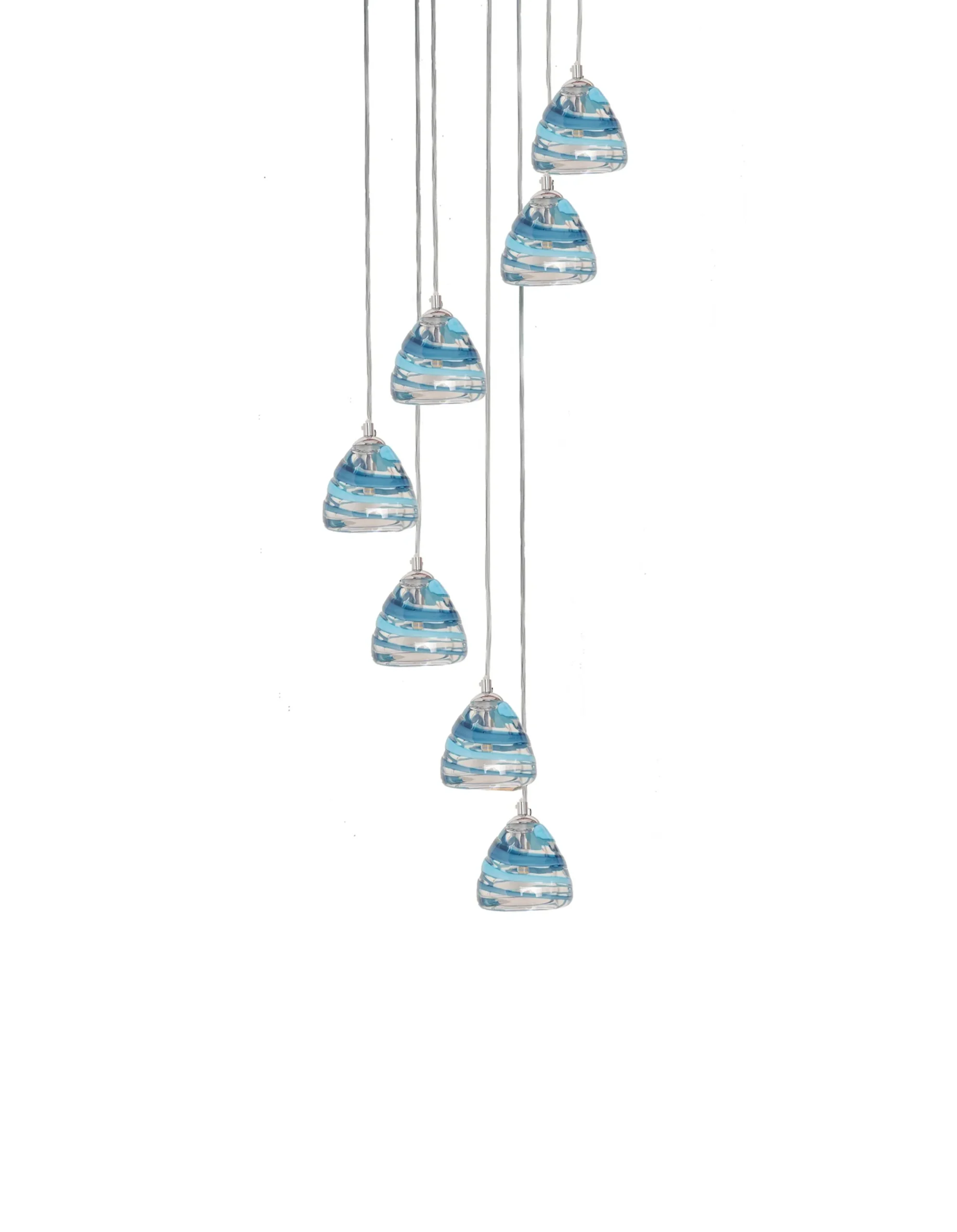 Viz Glass CH-C3T4-7R Cosmopolitan Chandelier Ocean Swirl Triangle