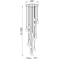 Viz Glass CH-D2SBSM-15R Cosmopolitan Chandelier Smoke Grey Snowball