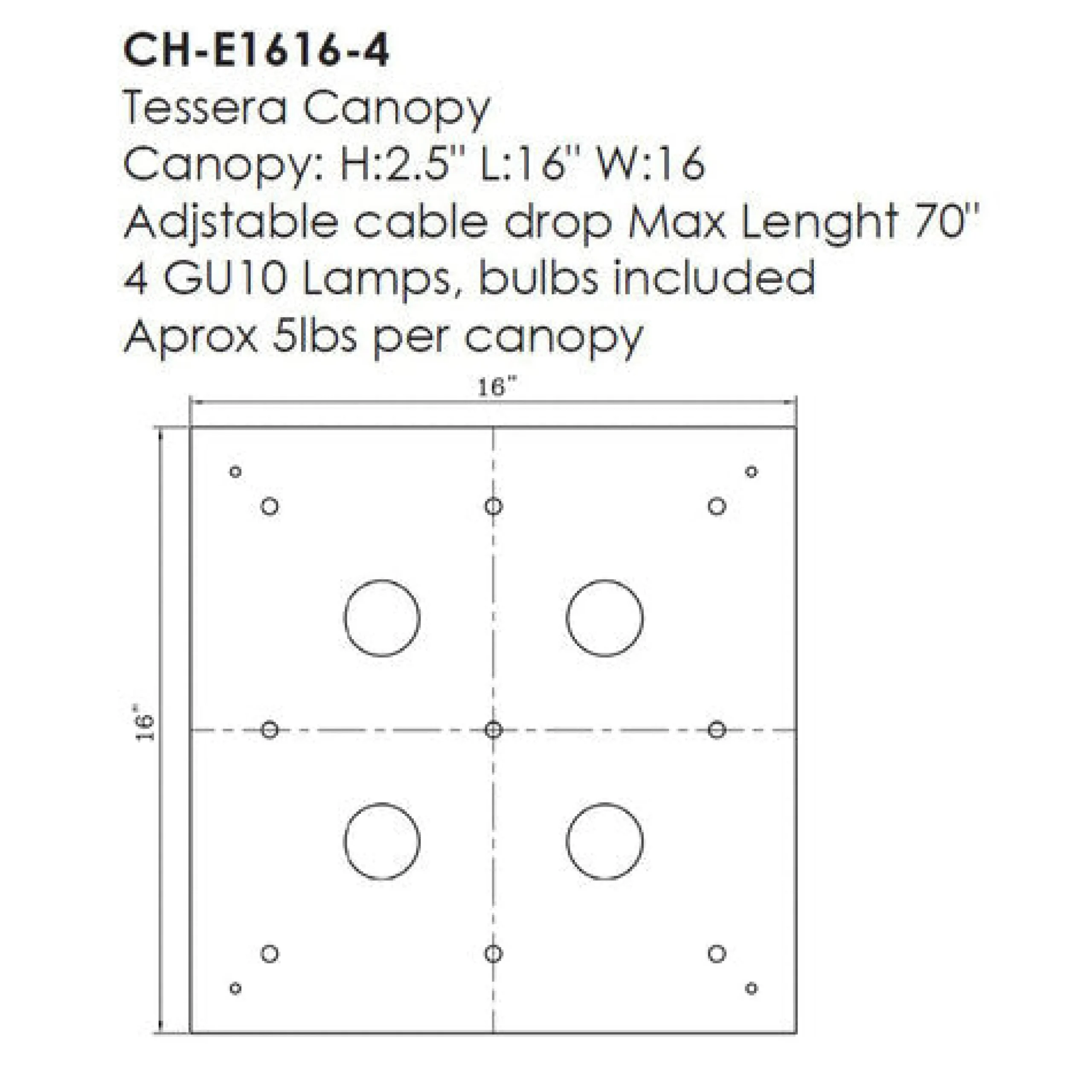 Viz Glass CH-E1616-4SN Tessera (Frame Only)