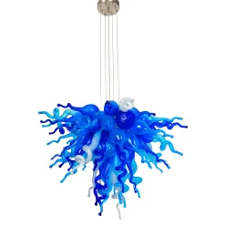 Viz Glass ColorSelect Blue Love Small Blown Glass Chandelier