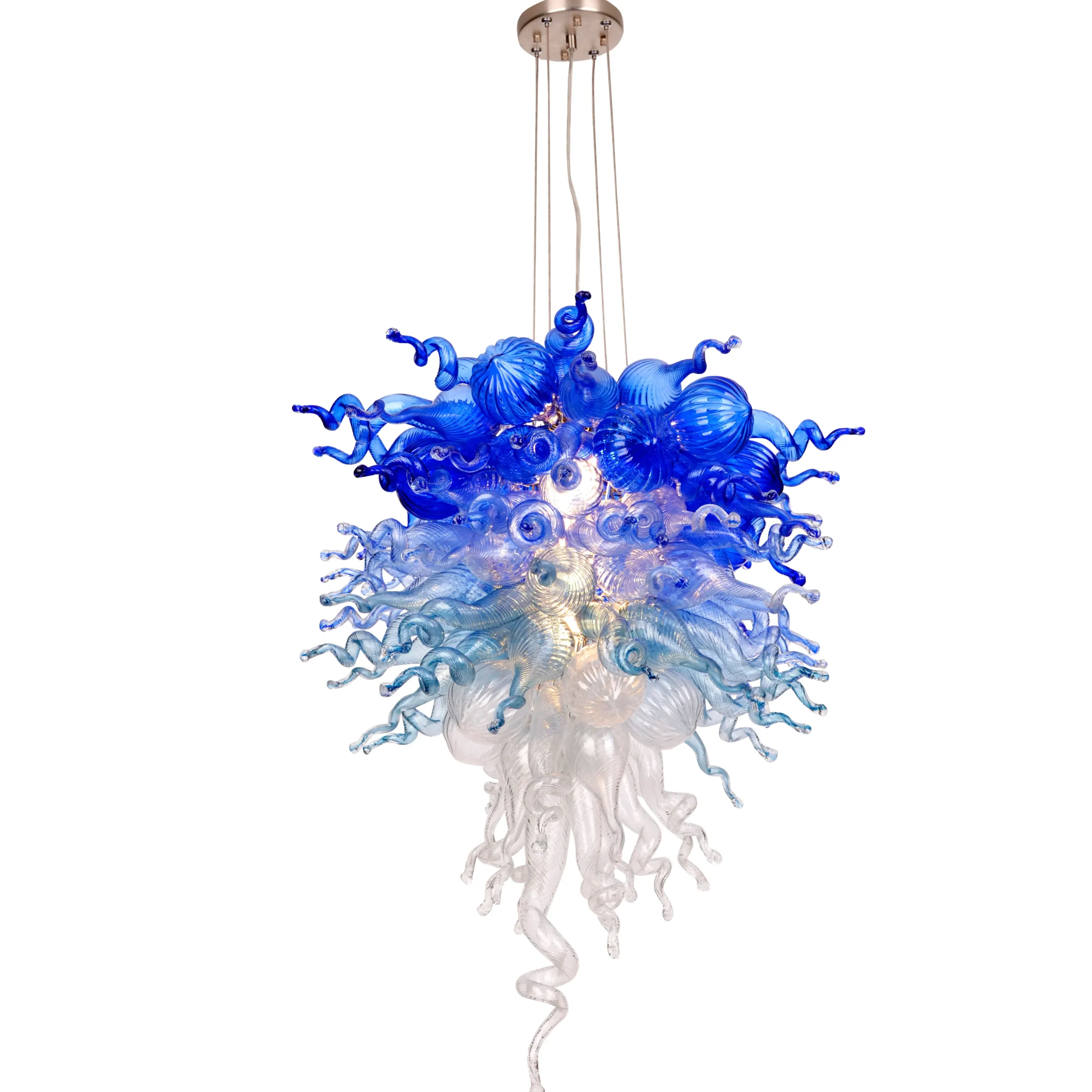 Viz Glass ColorSelect Blue Ombre Tall Blown Glass Chandelier