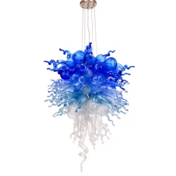 Viz Glass ColorSelect Blue Ombre Tall Blown Glass Chandelier