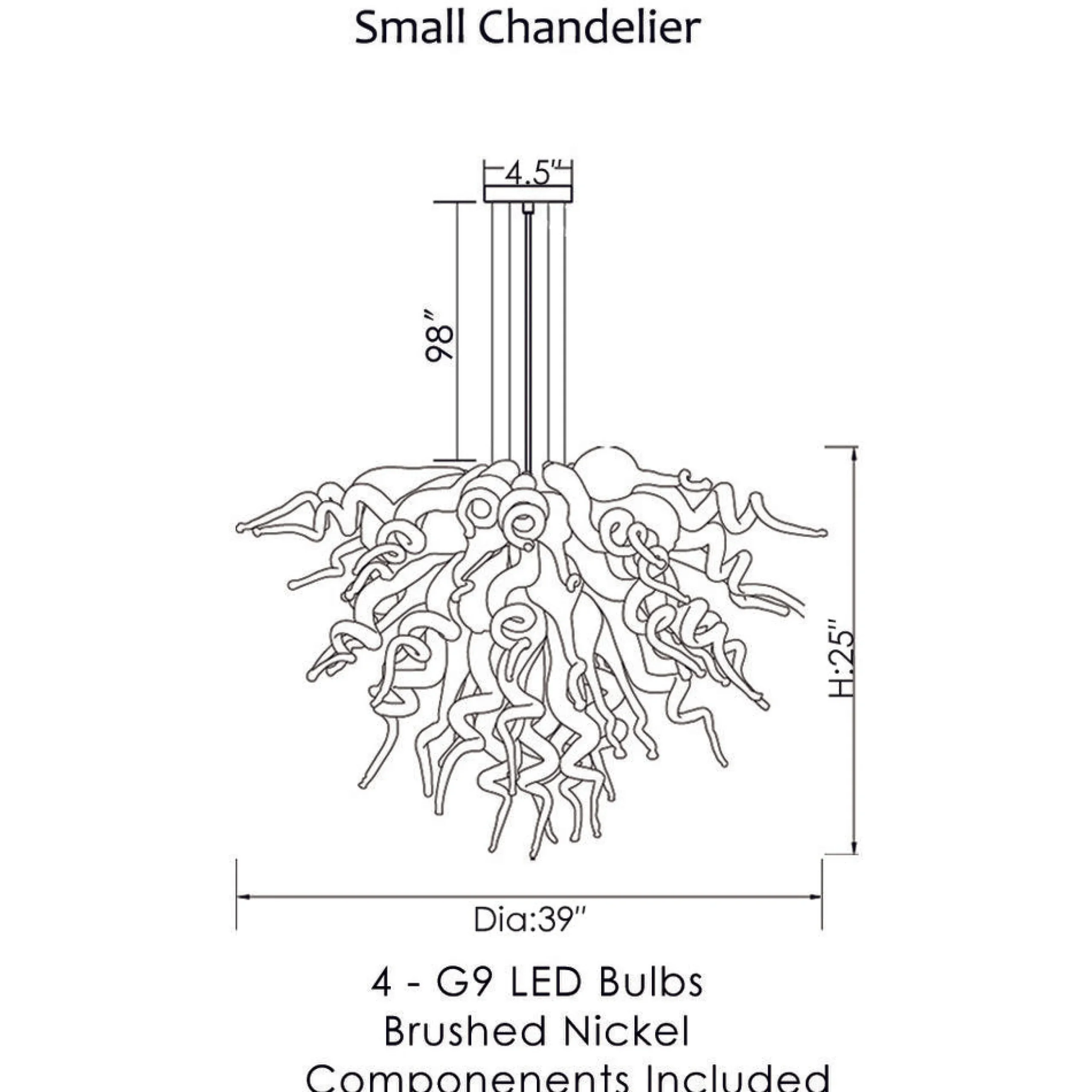 Viz Glass ColorSelect Jolla Del Mar Small Blown Glass Chandelier