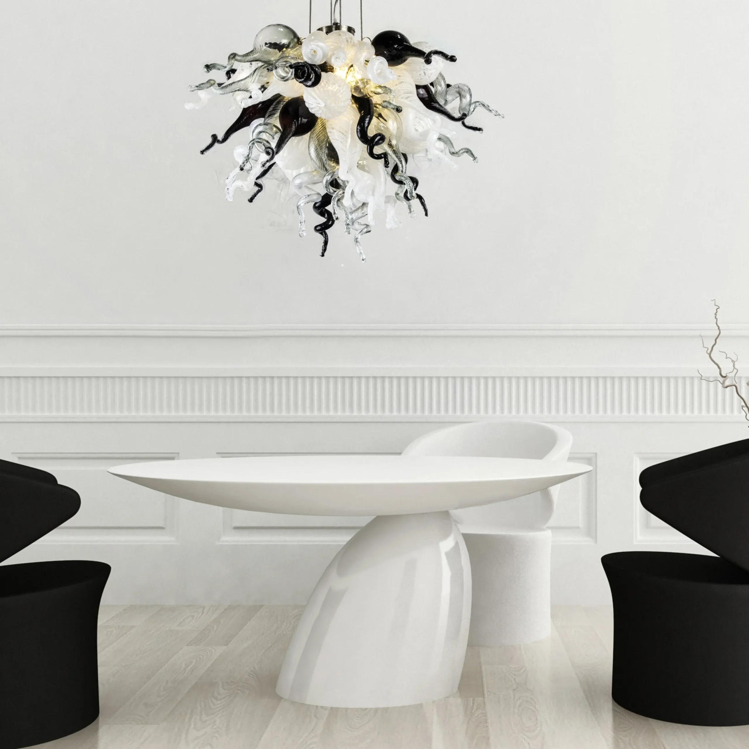 Viz Glass ColorSelect Monochrome Mini Blown Glass Chandelier