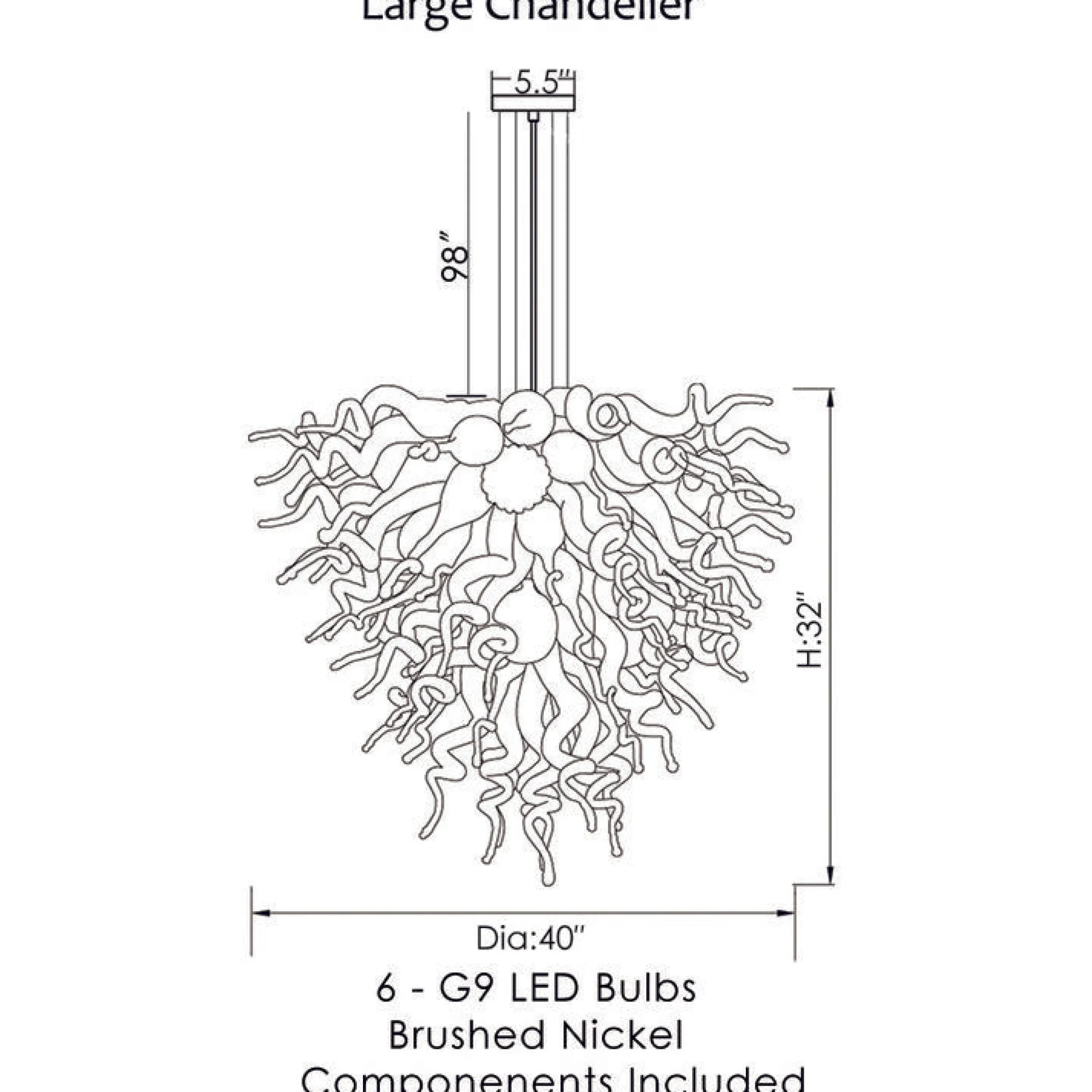 Viz Glass ColorSelect Mountain River Large Chandelier