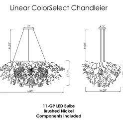 Viz Glass ColorSelect Ocean Mist Linear Blown Glass Chandelier