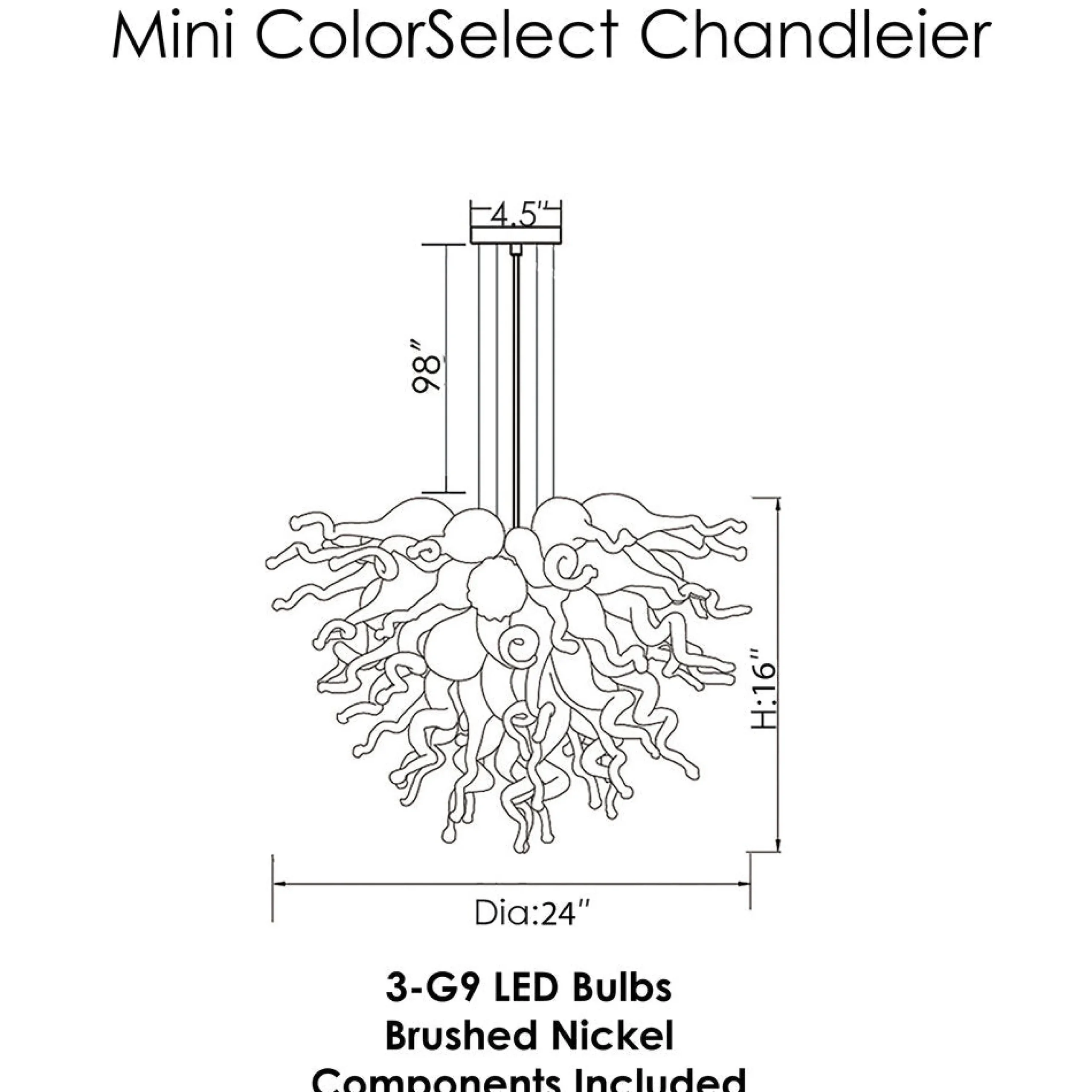 Viz Glass ColorSelect Twilight Mini Blown Glass Chandelier
