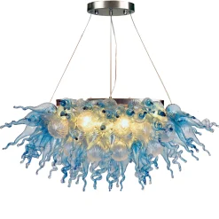 Viz Glass ColorSelect Winter Sky Linear Blown Glass Chandelier