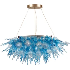 Viz Glass ColorSelect Winter Sky Linear Blown Glass Chandelier