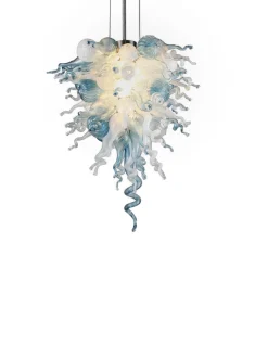 Viz Glass ColorSelect Winter Sky Tall Blown Glass Chandelier