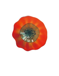 Viz Glass Crimson Forest Blooming Lotus: Classic Murano Double Wall Art (Item# 4755RBIR)