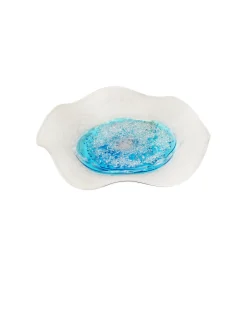 Viz Glass Crystal Lagoon - Hard Candy Handblown Art Glass Platter (Item #7328TB)