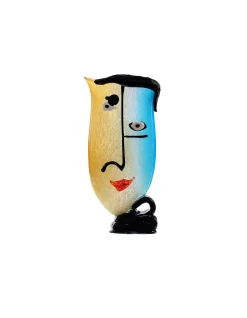 Viz Glass Duality Visage - Handblown Art Glass Sculpture (Item #7243)