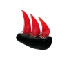Viz Glass Fiery Horizons - Handblown Art Glass Sailboat Sculpture (Item #8023)