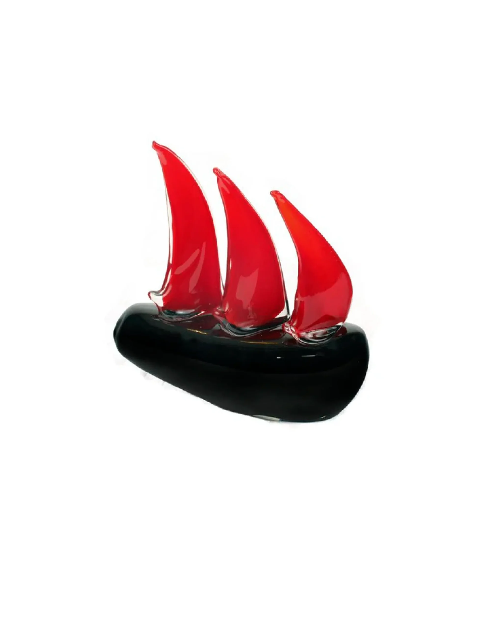 Viz Glass Fiery Horizons - Handblown Art Glass Sailboat Sculpture (Item #8023)