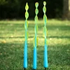 Viz Glass G010AYLF-3 Blown Glass Garden Art Bloom Twist Leaf