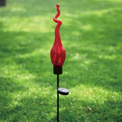 Viz Glass G002RF Blown Glass Solar Twist Garden Art