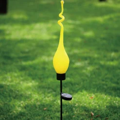 Viz Glass G002Y Blown Glass Solar Twist Garden Art