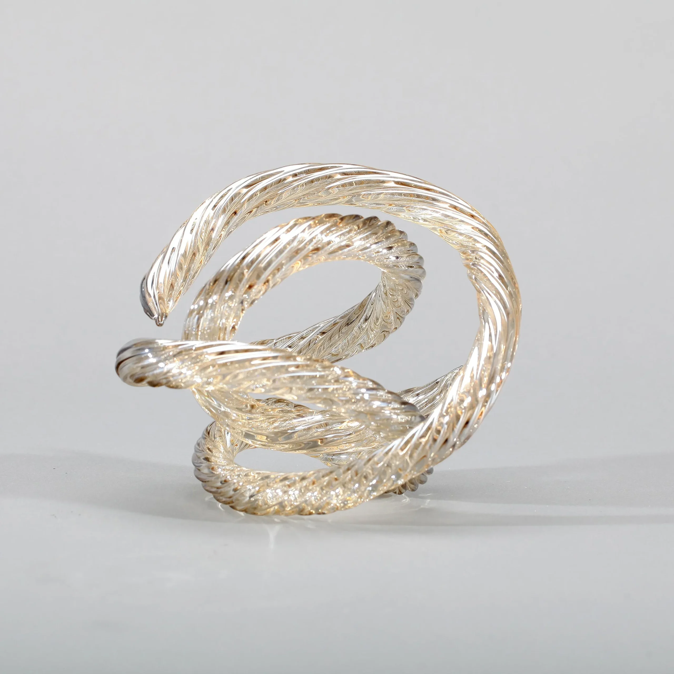 Viz Glass Infinity Knots, Champagne: Handblown Glass Sculpture (Item# CH-CH)