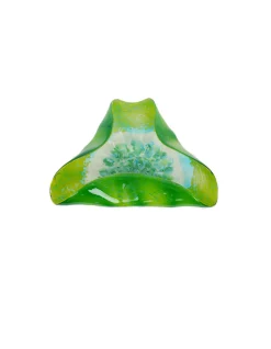 Viz Glass Nova Verdant Glow - Handblown Art Glass Three-Folded Platter (Item 6706TB)