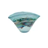 Viz Glass Ocean Mirage - Handblown Art Glass Folded Vase (Item #6743)