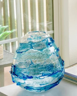 Viz Glass Oceanic Ripple - Handblown Art Glass Vase (Item #8018)