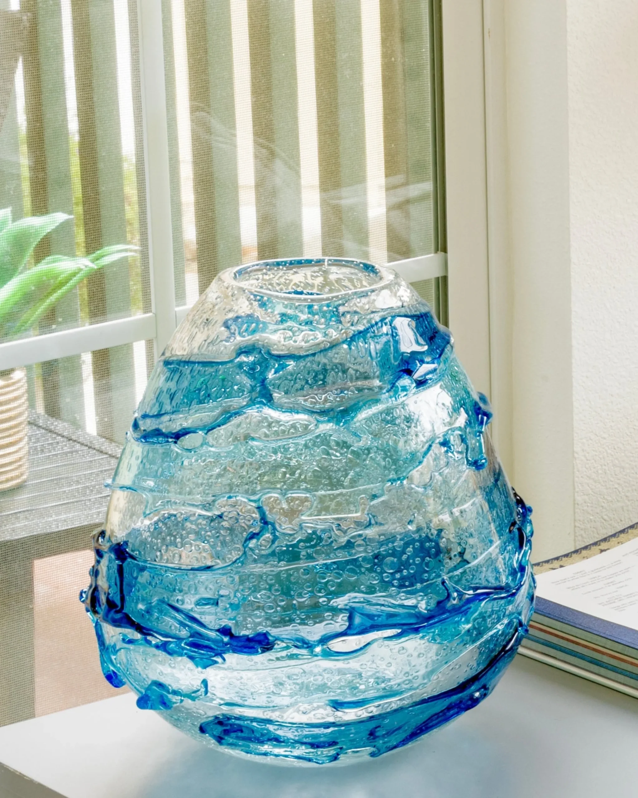 Viz Glass Oceanic Ripple - Handblown Art Glass Vase (Item #8018)