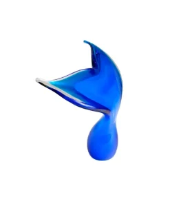 Viz Glass Ocean's Grace - Handblown Art Glass Whale Tail Sculpture (Item #7901)