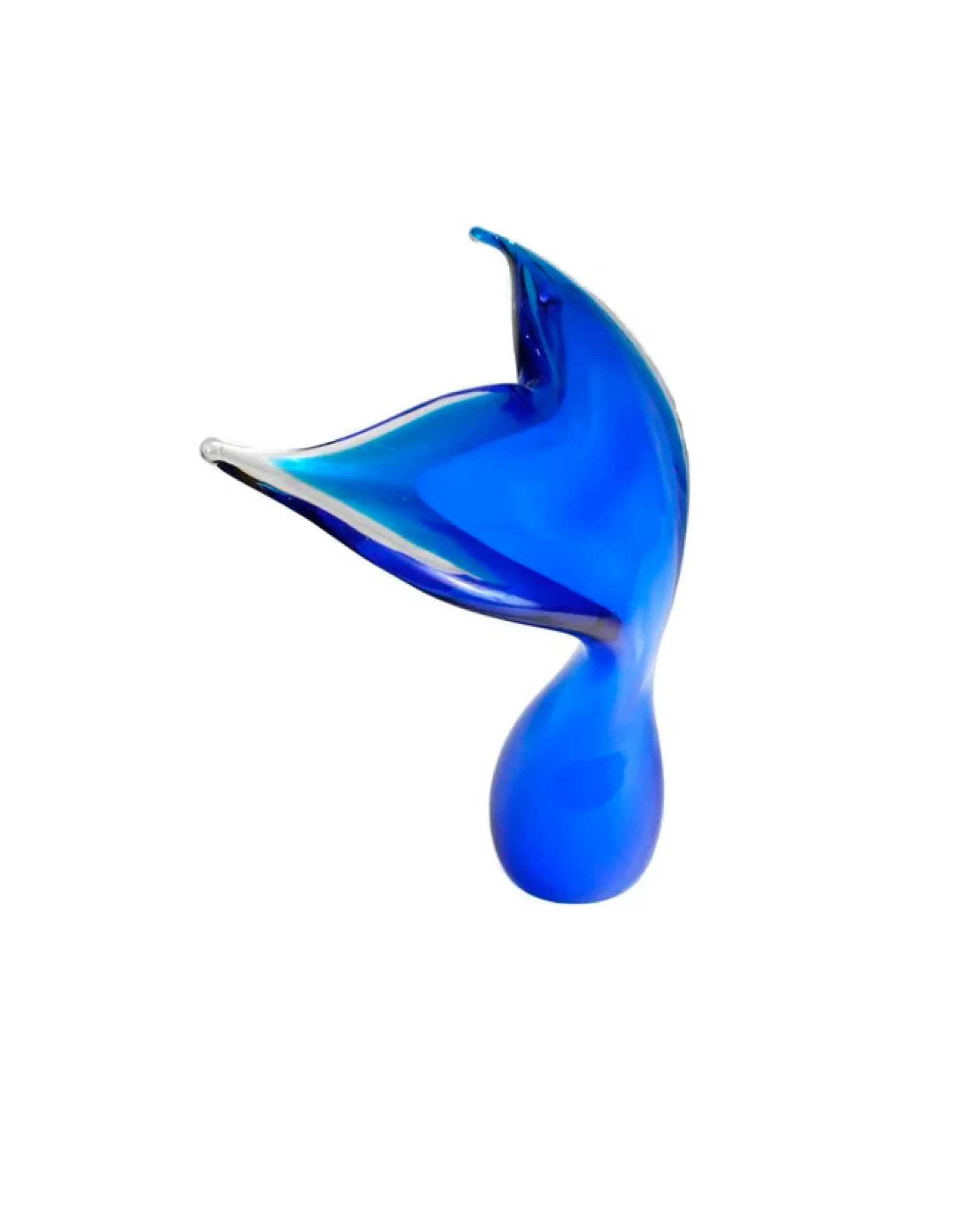 Viz Glass Ocean's Grace - Handblown Art Glass Whale Tail Sculpture (Item #7901)
