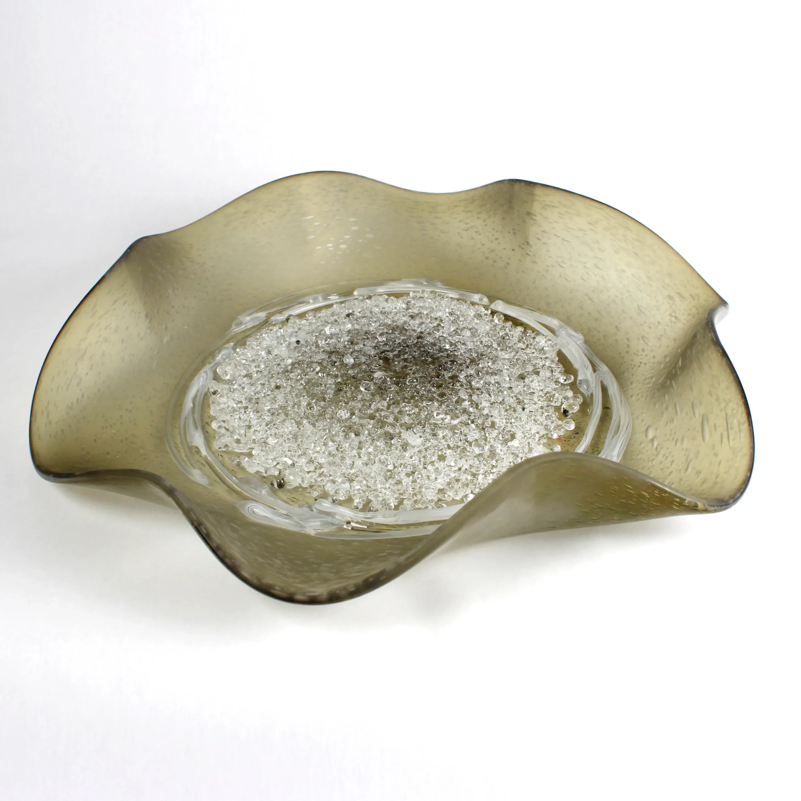 Viz Glass Olive Grove - Hard Candy Handblown Art Glass Platter (Item #7327TB)