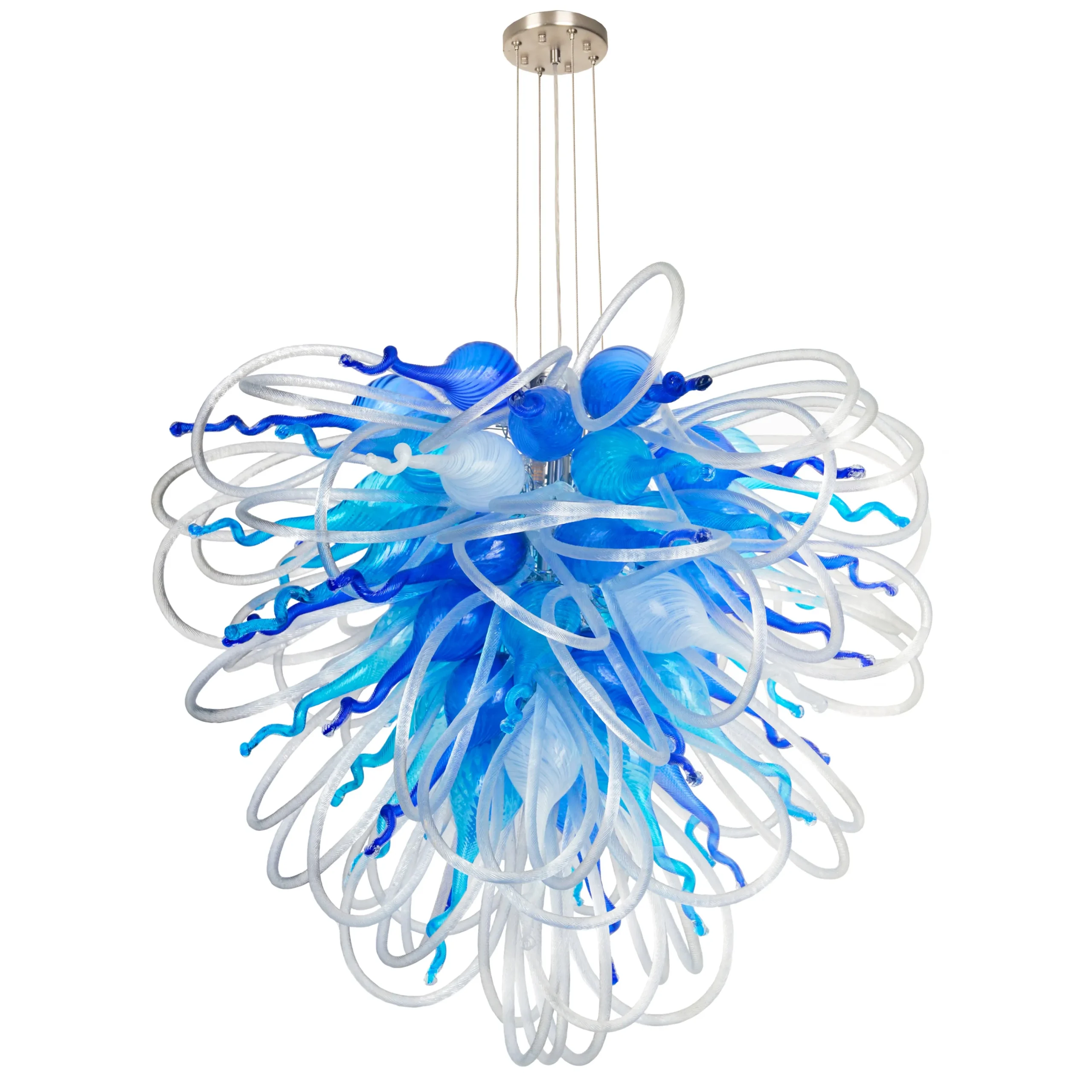 Viz Glass Orion Blue Love Large Blown Glass Chandelier