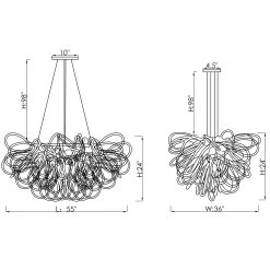 Viz Glass Orion Copper Linear Blown Glass Chandelier