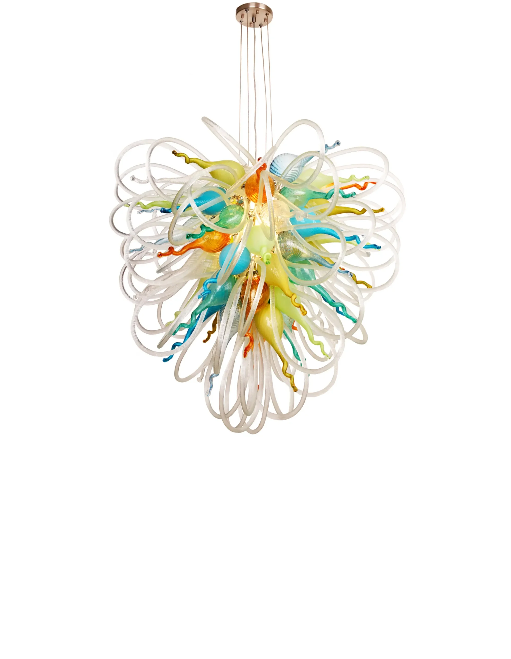Viz Glass Orion Fiesta Coral Large Blown Glass Chandelier