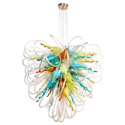 Viz Glass Orion Fiesta Coral Large Blown Glass Chandelier